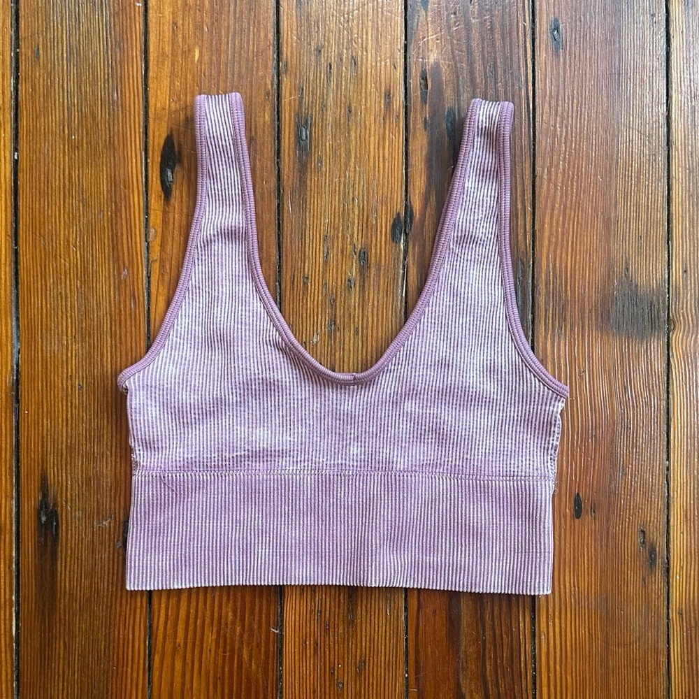 Rose ribbed seamless sports bra XS